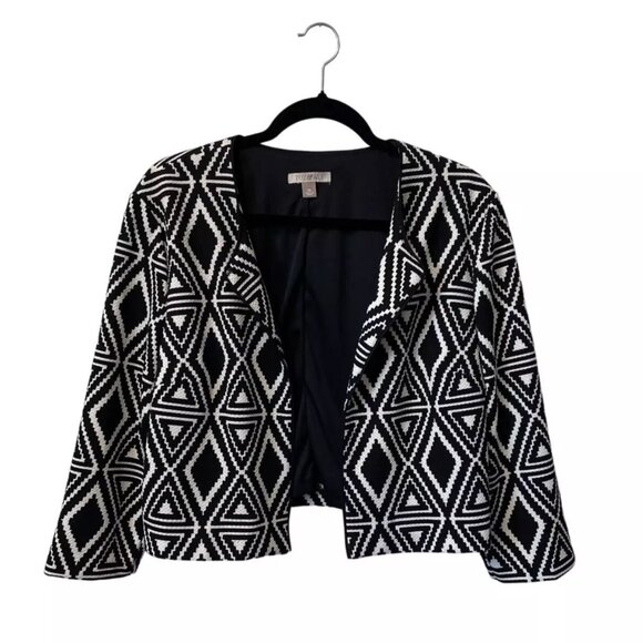 ROZ & ALI BLAZER AZTEC GEOMETRIC SIZE XL 3/4 SLEEVE JACKET CLASSIC ARTSY CAREER - Picture 2 of 9